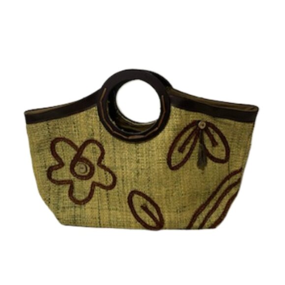 VINTAGE APRIL CORNELL Straw Purse Clutch Handbag Boho Naturalist Hippie Gypsy - Picture 1 of 7